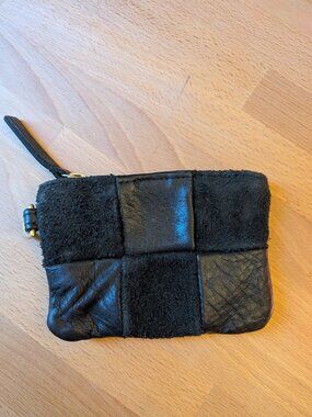 Primecut leather coin pouch black check